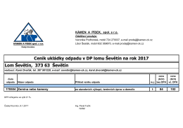 03 Cen&iacute;k ukl&aacute;dka odpadů 2017 lom &Scaron;evět&iacute;n