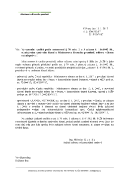 Vyrozumění - Ministerstvo životního prostředí
