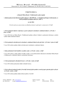 Výroční zpráva o poskytování informací podle zákona č. 106/1999