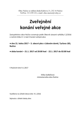 Zveřejněn&iacute; akce