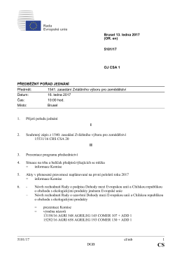 5101/17 el/mb 1 DGB 1. Přijet&iacute; pořadu jedn&aacute;n&iacute; I 2. Souhrnn&yacute; z&aacute;pis z