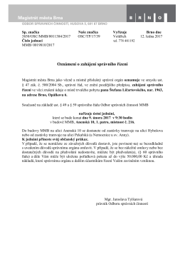 Oznámení o zahájení správního řízení