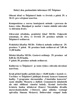 Hlášení rozhlasu 28. 12. 2016