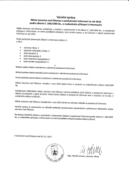 Výroční zpráva podle zákona č. 106/1999 Sb. za rok 2016