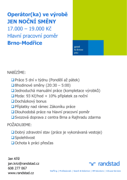 Nabídka práce – noční