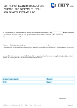 čestn&eacute; prohl&aacute;&scaron;en&iacute; o dostatečn&yacute;ch př&iacute;jmech pro