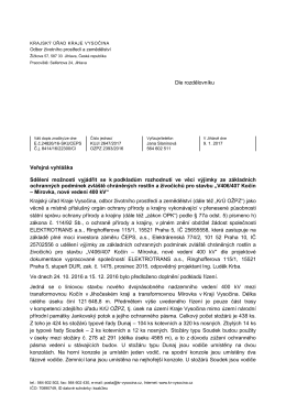 Veřejná vyhláška Sdělení možnosti vyjádřit se k