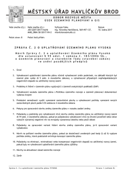 Zpráva č.2 o uplatńování ÚP Vysoká