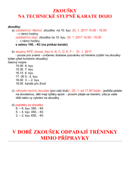 zkoušky na technické stupně karate dojo