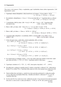 13. Trigonometrie Věta sinov&aacute;, věta kos