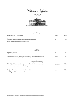 Ch&acirc;teau Liblice menu