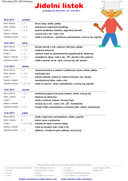 jídelní lístek od 9.1. do 13.1. 2017