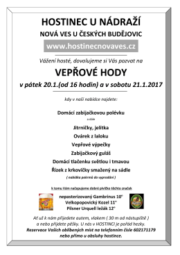 HOSTINEC U N&Aacute;DRAŽ&Iacute; VEPŘOV&Eacute; HODY