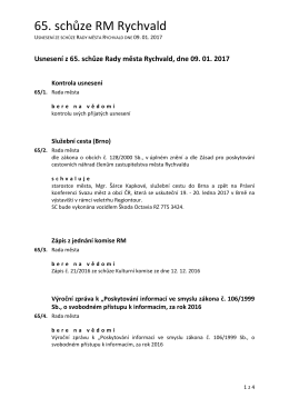 USNESEN&Iacute; z 65. schůze Rady města Rychvald