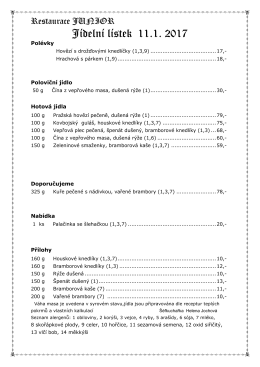 Jídelní lístek 11.1. 2017