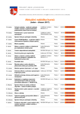 Aktuální nabídky kurzů leden - březen 2017