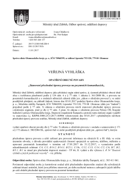 Veřejná vyhláška - opatření obecné povahy