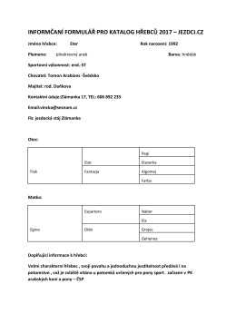 informčaní formulář pro katalog hřebců 2017
