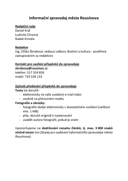 Informace pro přispěvatele do zpravodaje