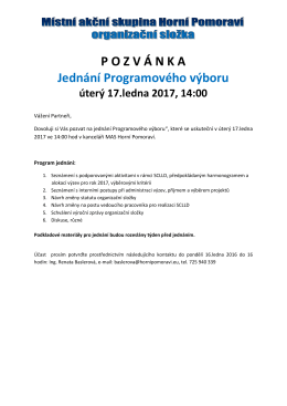 POZV Á NKA Jednání Programového výboru