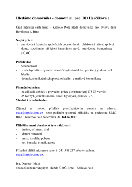 Hled&aacute;me domovn&iacute;ka - domovnici pro BD Herč&iacute;kova 1