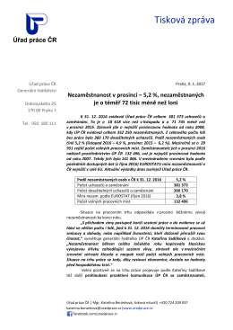 5,2 %, nezaměstnaných je o téměř 72 tisíc méně než loni