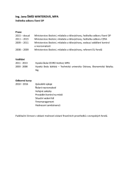 Ing. Jana &Scaron;M&Iacute;D WINTEROV&Aacute;, MPA