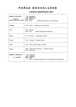 Aktuální pořad bohoslužeb Vloženo 8. 1. 2017