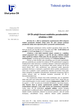&Uacute;P ČR zah&aacute;jil činnost mobiln&iacute;ho poradensk&eacute;ho střediska v OKD