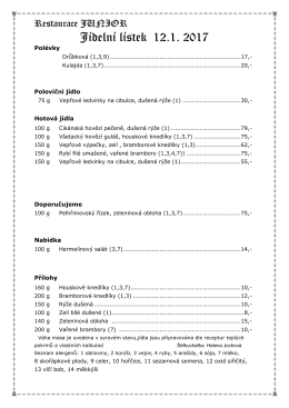 Jídelní lístek 12.1. 2017