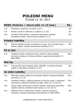 polední menu - restaurace v OD kika