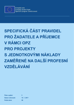 specifick&aacute; č&aacute;st pravidel pro žadatele a př&iacute;jemce v r&aacute;mci opz pro