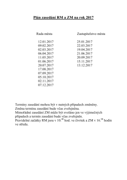 Plán zasedání RM a ZM na rok 2017