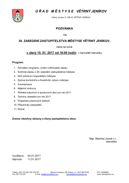 Pozvánka - 30. zasedání ZM