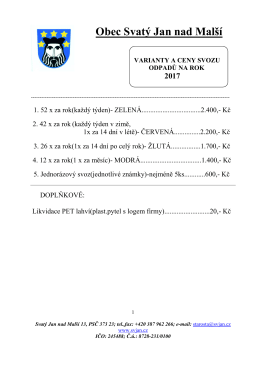Varianty a ceny svozu odpadů na rok 2017
