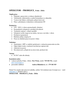OPERÁTOR – PRODEJCE_ Praha