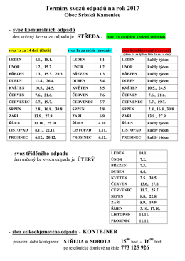 Termíny svozů odpadů v roce 2017
