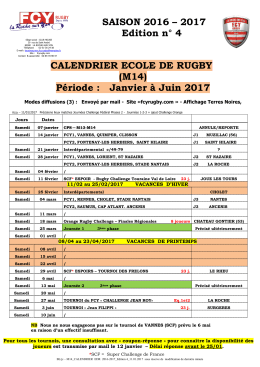 calendrier - FCY Rugby