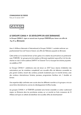 170112 Communiqu&eacute; Groupe CANAL+ Birmanie
