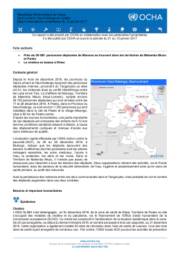 Haut-Lomami, Haut-Katanga et Lualaba Note d`informations