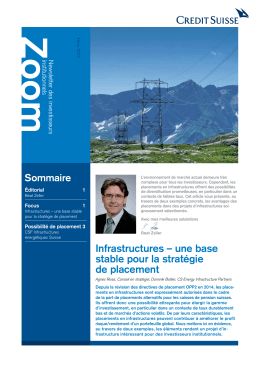 Infrastructures &ndash; une base stable pour la strat&eacute;gie de