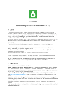 CASHZIP conditions générales d`utilisation (CGU)