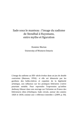 Sade sous le manteau : l`image du sadisme de