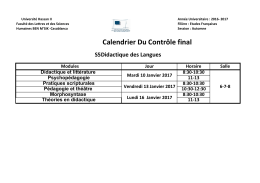 Calendrier Du Contrôle final - Faculté des Lettres et des Sciences