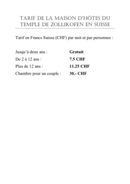 Tarif de la maison d`hôtes