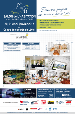 AU 20, 21 et 22 janvier 2017 Centre de congr&egrave;s de L&eacute;vis