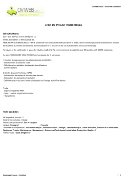 Offre CHEF DE PROJET INDUSTRIELS