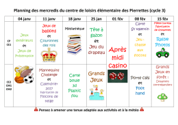 Planning Elémentaires Pierrettes des mercredis
