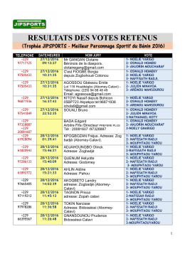 liste des votes retenus - JIPSPORTS, le Premier Site des Sports au