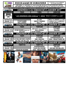 Programme cinéma janvier 2017